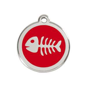 Red Fish Skeleton Dog ID Tag Medium