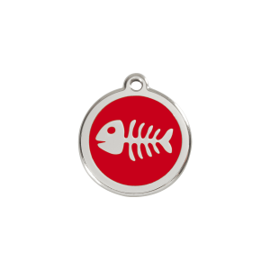 Red Fish Skeleton Cat ID Tag Small