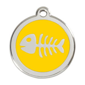 Yellow Fish Skeleton Dog ID Tag Large