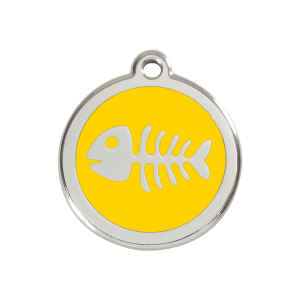 Yellow Fish Skeleton Dog ID Tag Medium