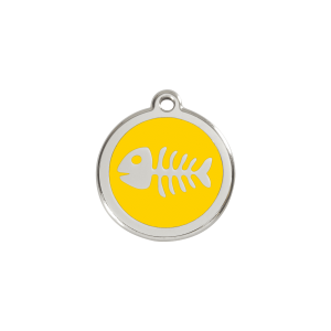 Yellow Fish Skeleton Cat ID Tag Small