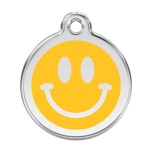 Yellow Smiley Dog ID Tag Large