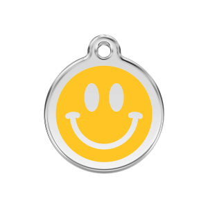 Yellow Smiley Dog ID Tag Medium