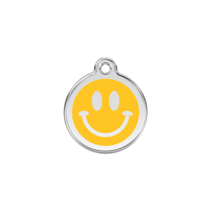 Yellow Smiley Cat ID Tag Small