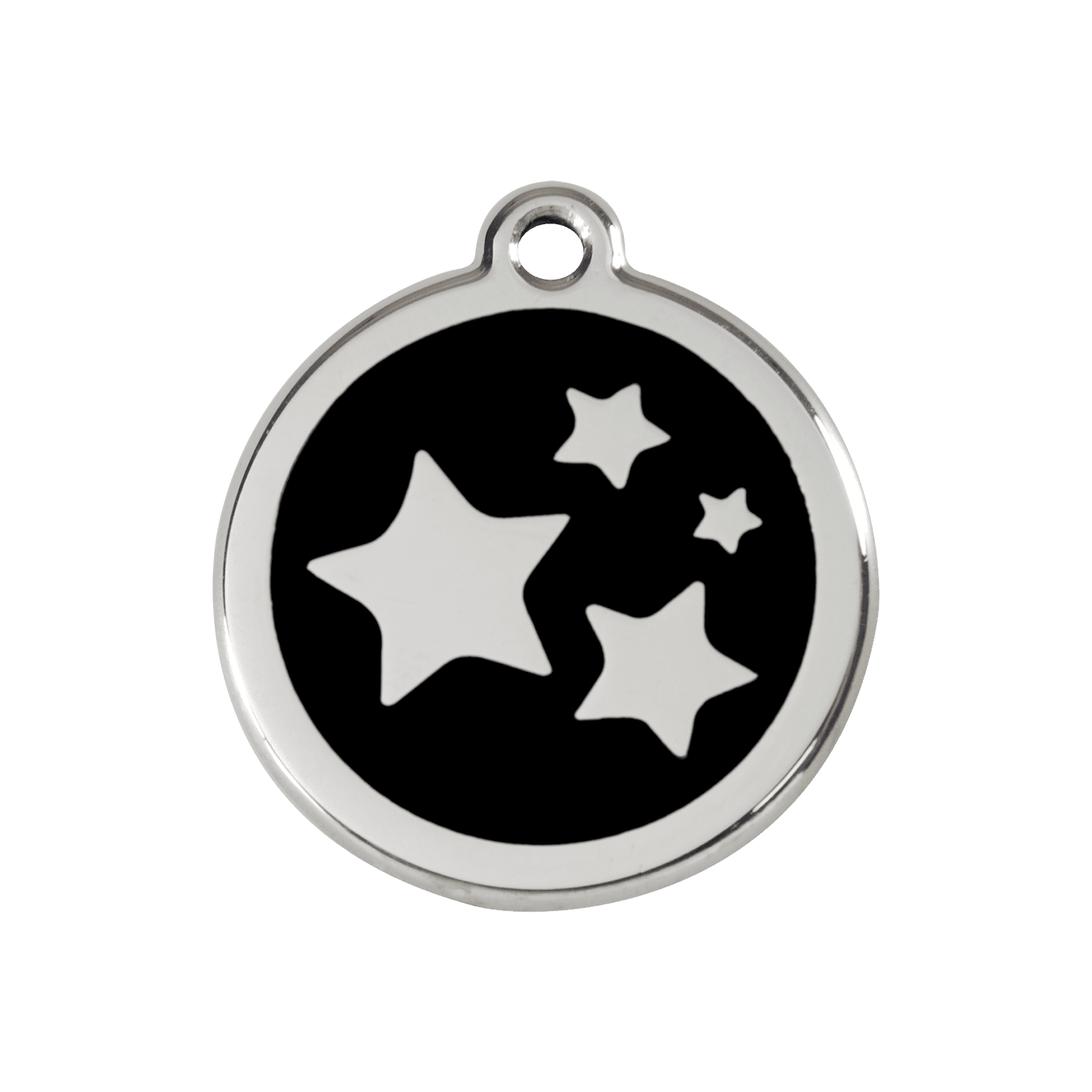Vue avant - Médaille personnalisée pour chien Red Dingo Émail et acier inoxydable - Motif étoile - Noir - Size M