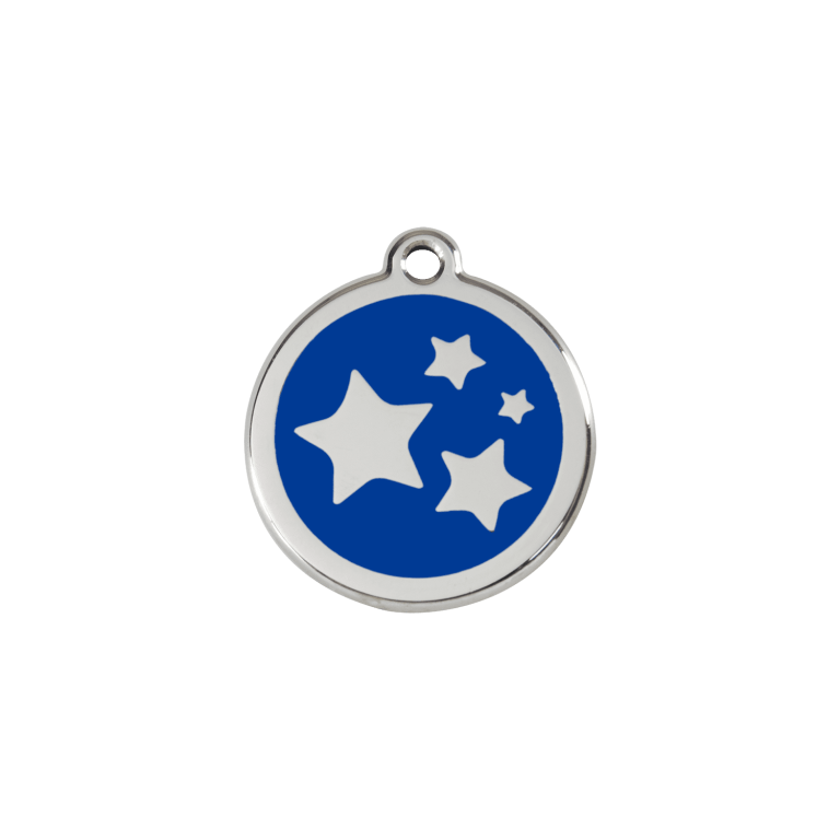 Vue avant - Médaille personnalisée pour chien/chat Red Dingo Émail/Acier inoxydable Bleu foncé - Size S