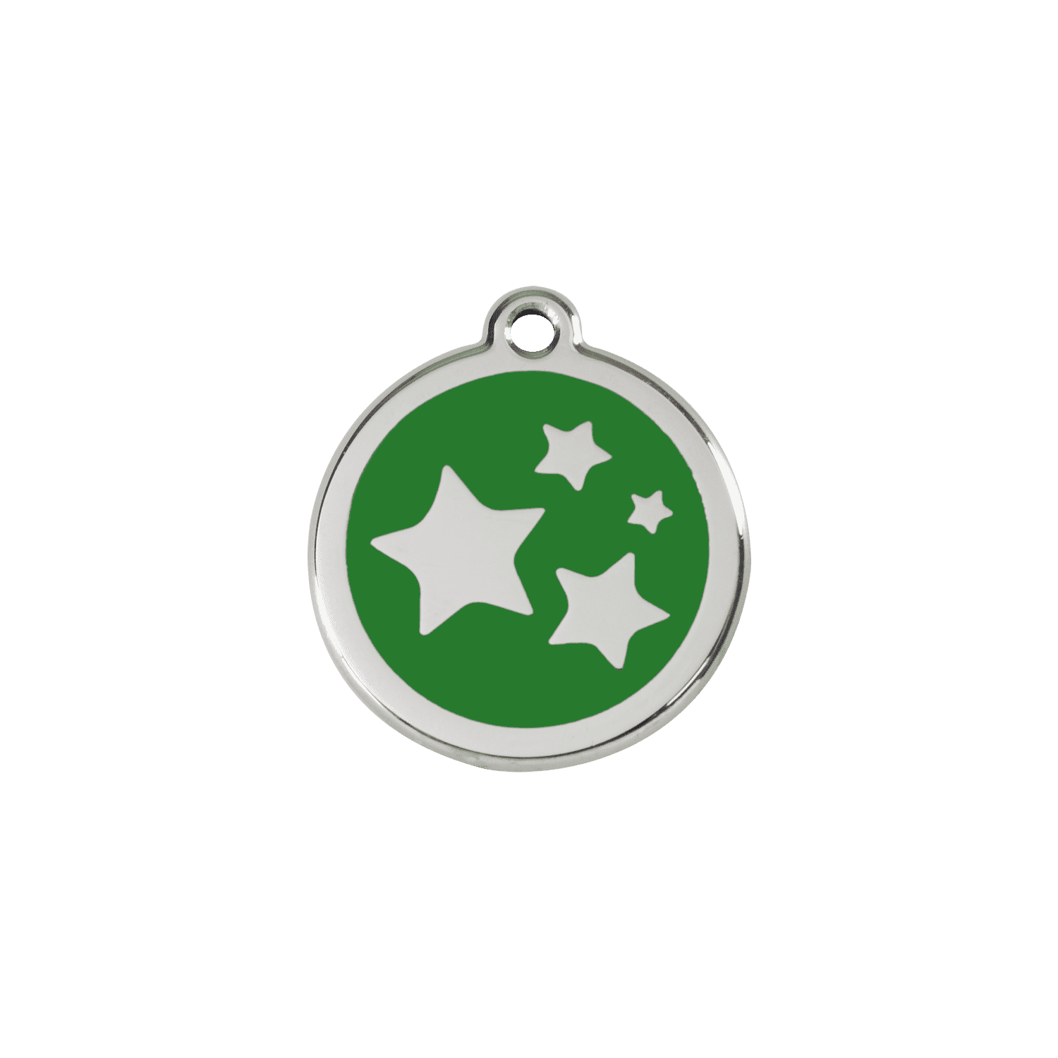 Vue avant - Médaille personnalisée pour chien/chat Red Dingo Émail et acier inoxydable - Motif étoile - Vert - Size S