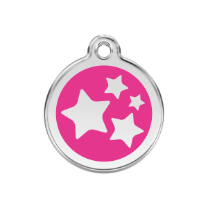 Bright Pink Star Dog ID Tag Medium