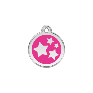 Bright Pink Star Cat or Small Dog ID Tag - Small