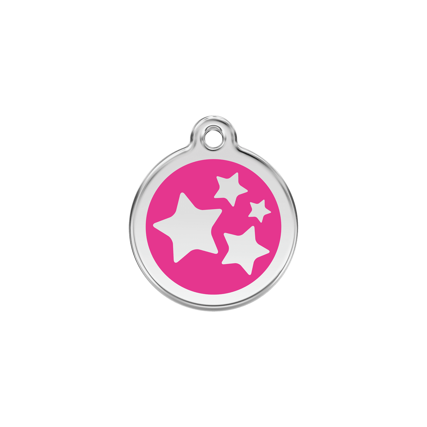 Vue avant - Médaille personnalisée émail et acier inoxydable - Red Dingo - Motif étoile - Rose vif - Size S