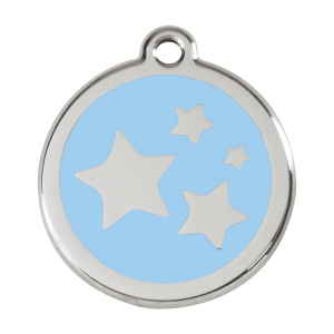 Light Blue Star Dog ID Tag Large