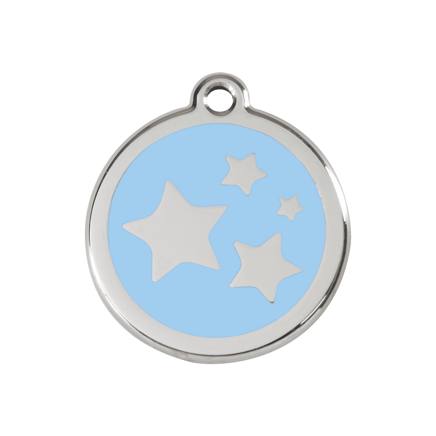 Vue avant - Médaille personnalisable Red Dingo émail et acier inoxydable Bleu clair - Size M - Motif étoile
