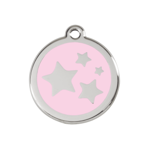 Medium Pink Star Dog ID Tag in Enamel and Stainless Steel