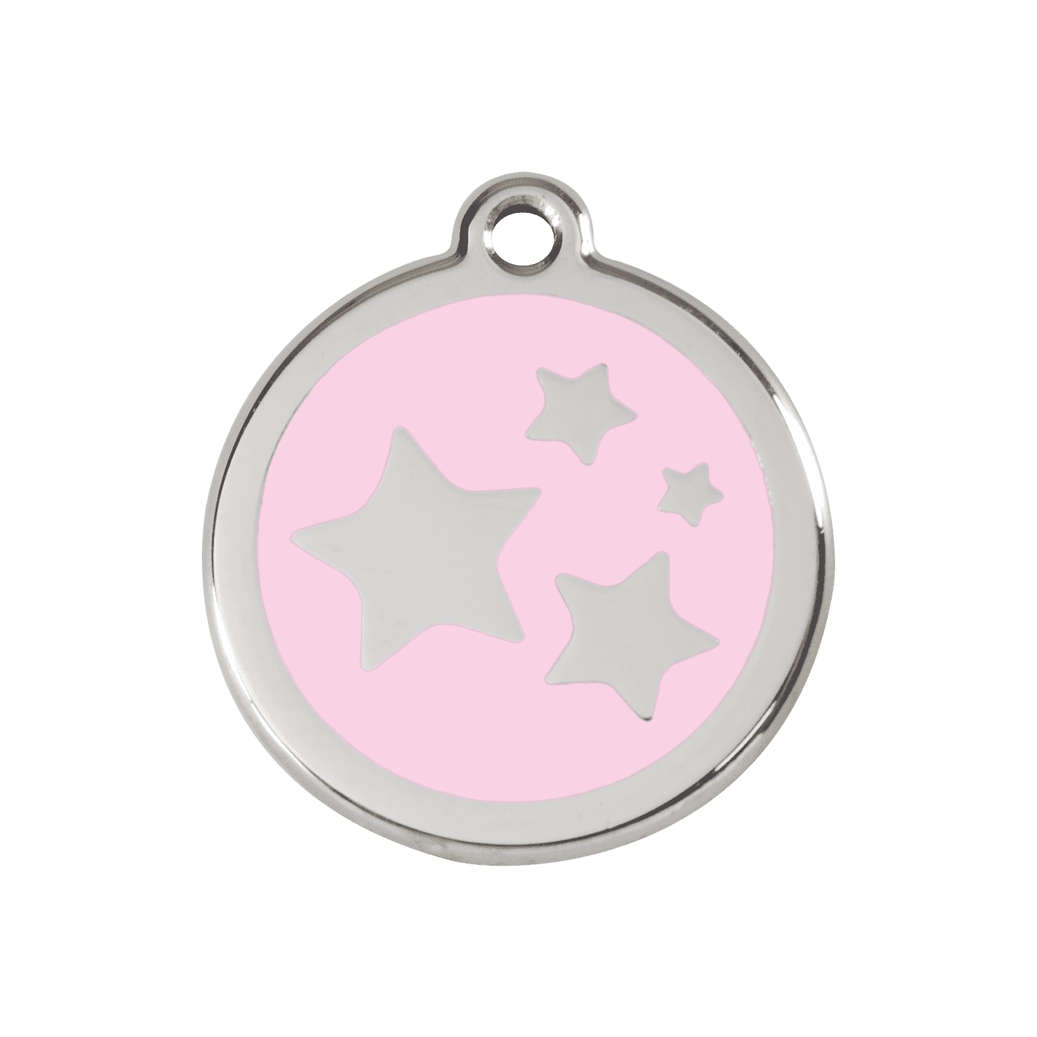 Vue avant - Médaille personnalisée pour chien Red Dingo Émail et acier inoxydable - Motif étoile - Rose - Size M