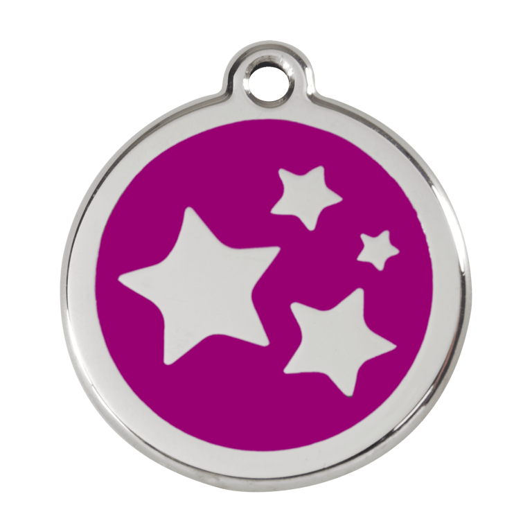 Vue avant - Médaille personnalisable émail et acier inoxydable motif étoile violet - Size L - Red Dingo
