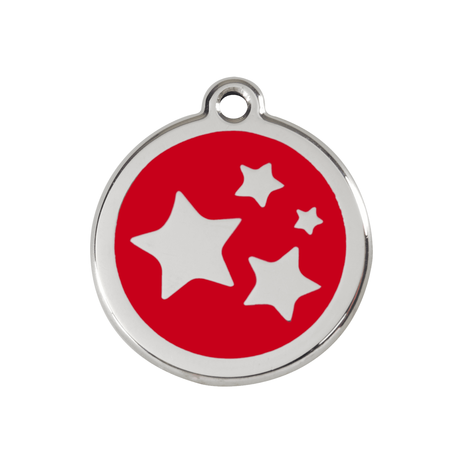 Vue avant - Médaille personnalisée pour chien Red Dingo Émail et acier inoxydable - Motif étoile rouge - Size M