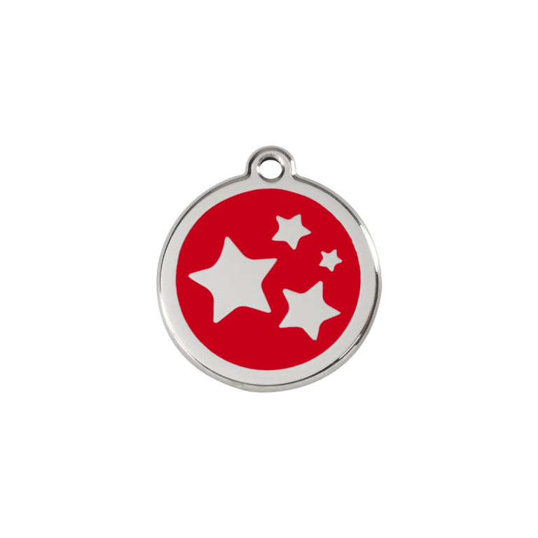 Vue avant - Médaille personnalisée Red Dingo Émail et acier inoxydable - Motif étoile - Rouge - Size S