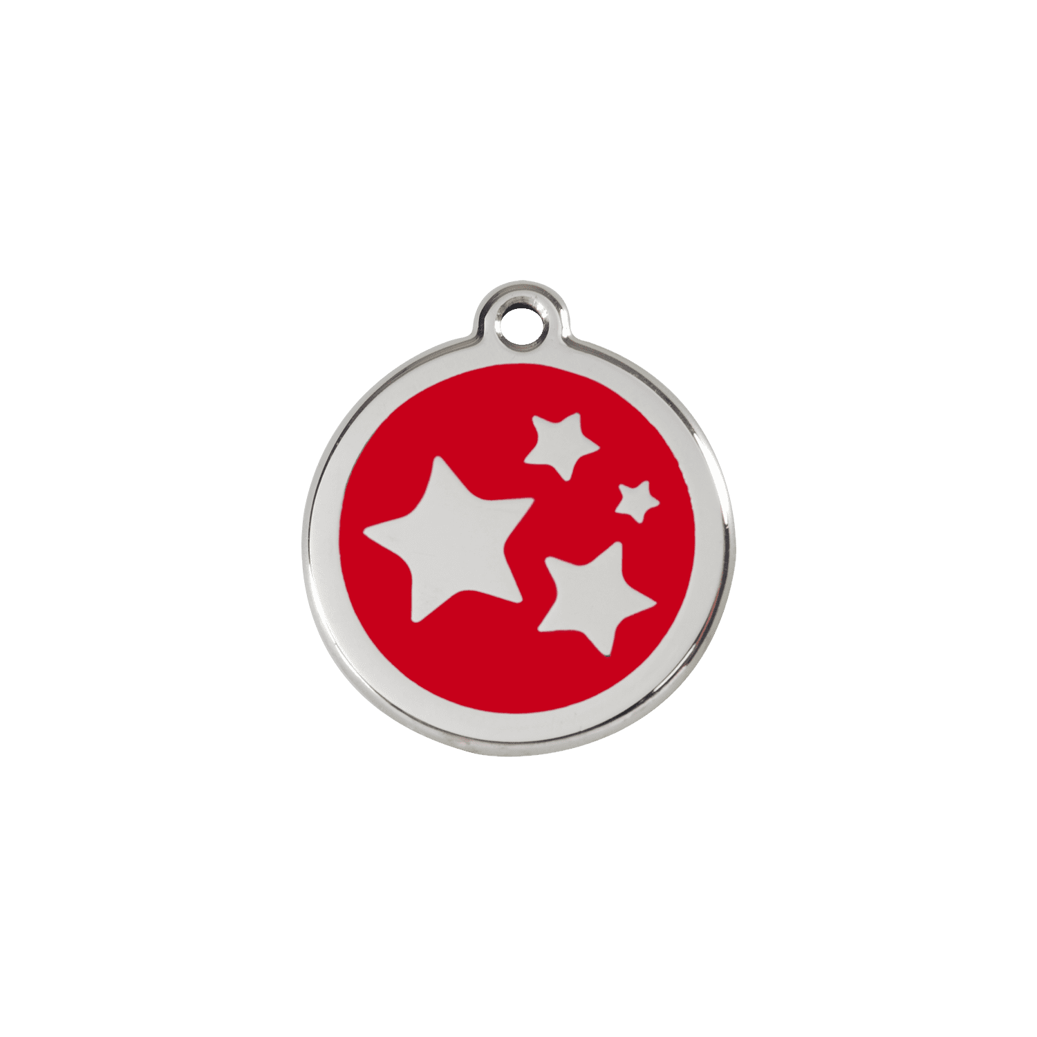 Vue avant - Médaille personnalisée Red Dingo Émail et acier inoxydable - Motif étoile - Rouge - Size S