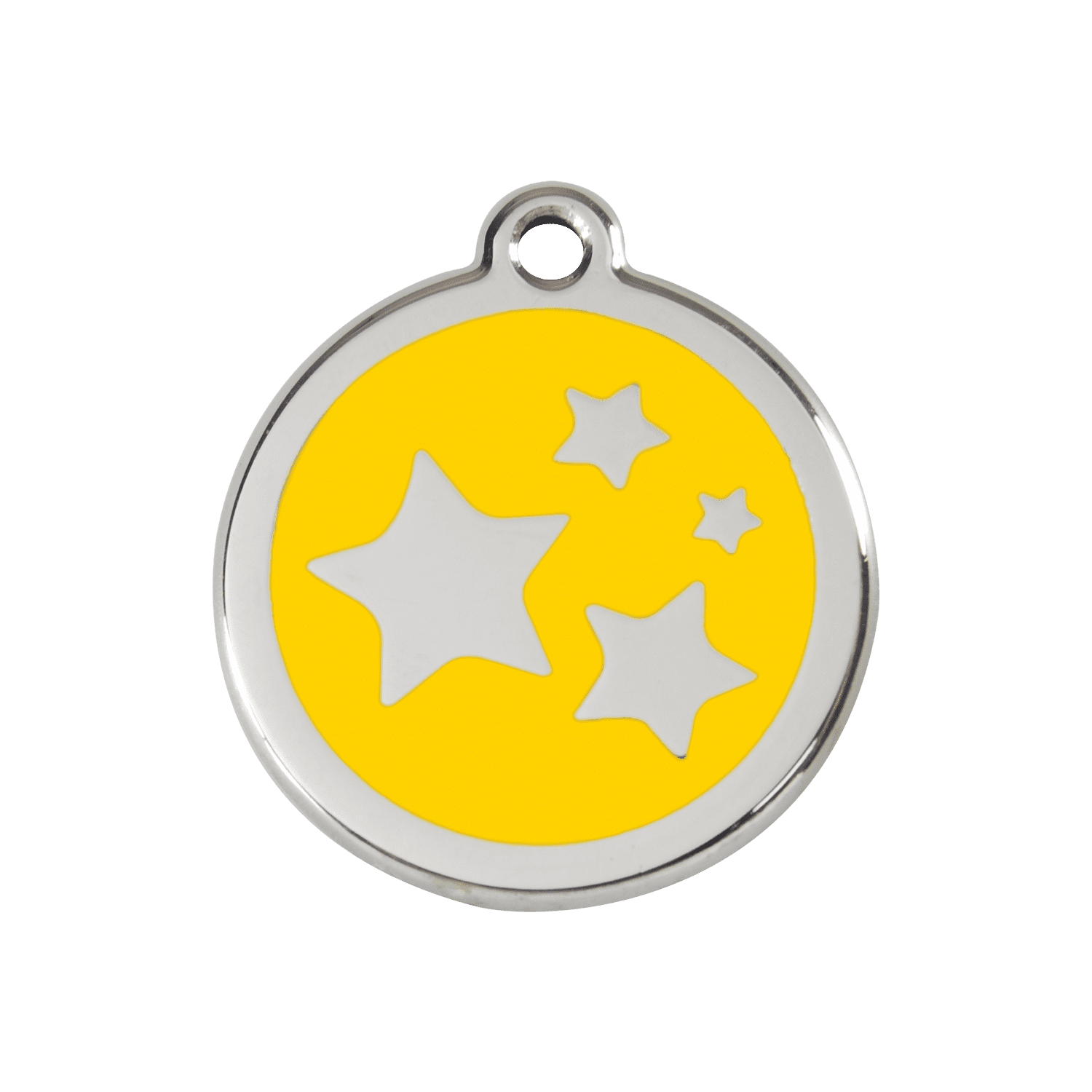 Vue avant - Médaille personnalisée pour chien/chat Red Dingo Émail/Acier Jaune 30mm - Motif Étoile - Size M