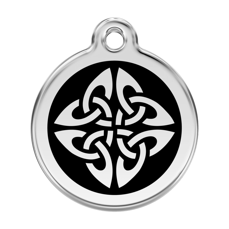 Vue avant - Médaille personnalisable pour chien Red Dingo Émail et acier inoxydable - Flèches tribales - Noir - Size L