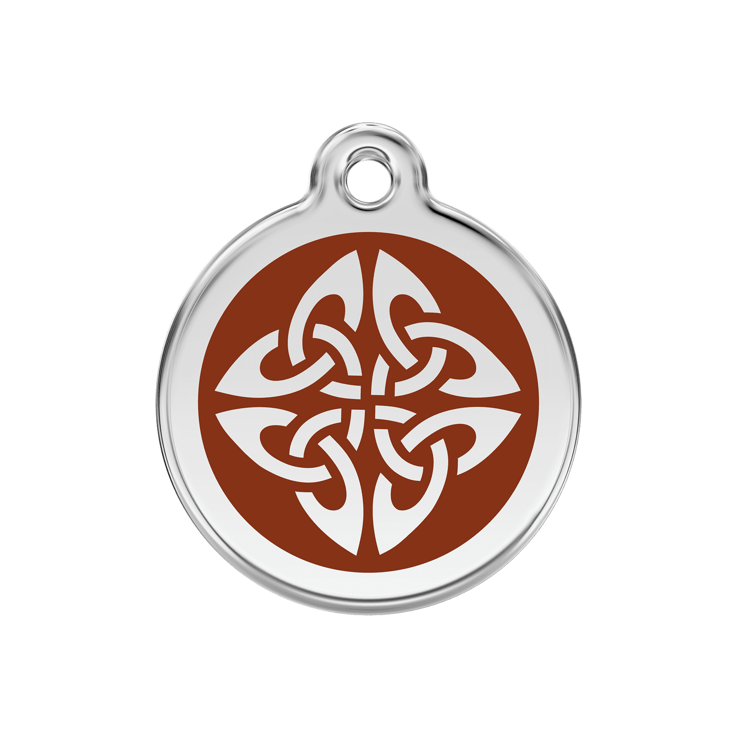 Vue avant - Médaille personnalisée pour chien/chat Red Dingo Émail et acier inoxydable - Flèches tribales - Brun - Size M