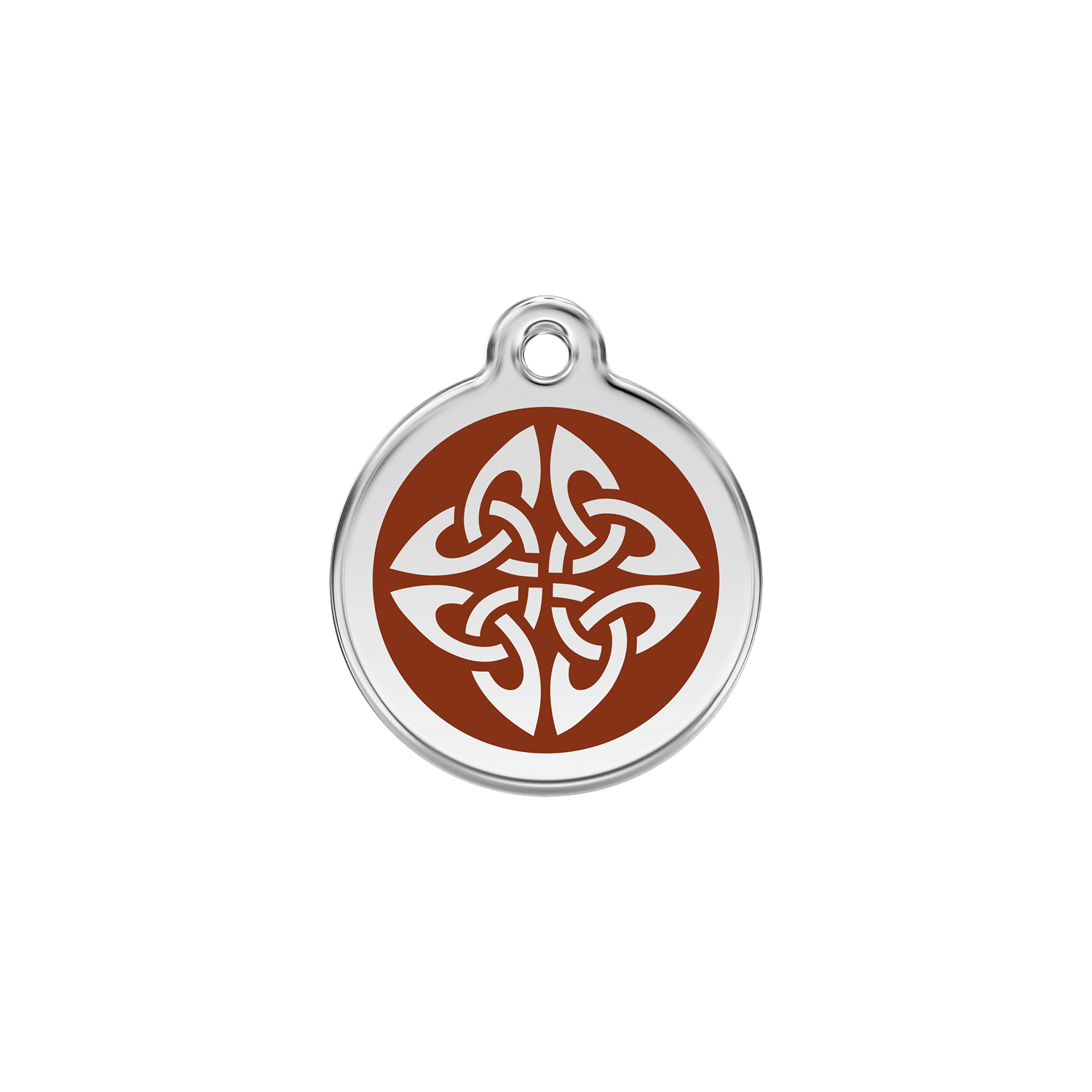 Vue avant - Médaille personnalisée pour chien/chat Red Dingo Émail et acier inoxydable - Flèches tribales - Brun - Size S
