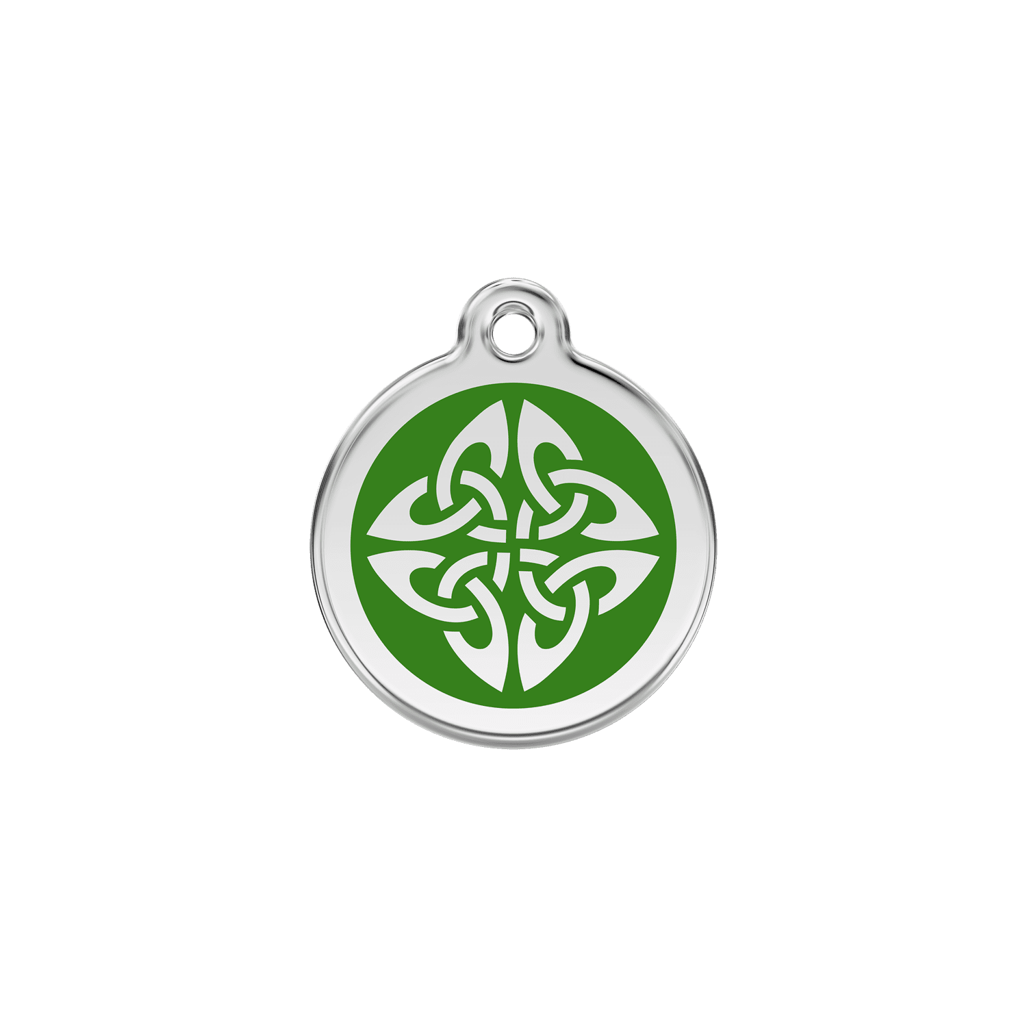 Vue avant - Médaille personnalisée pour chien/chat Red Dingo Émail et acier inoxydable - Flèches tribales vertes - Size S
