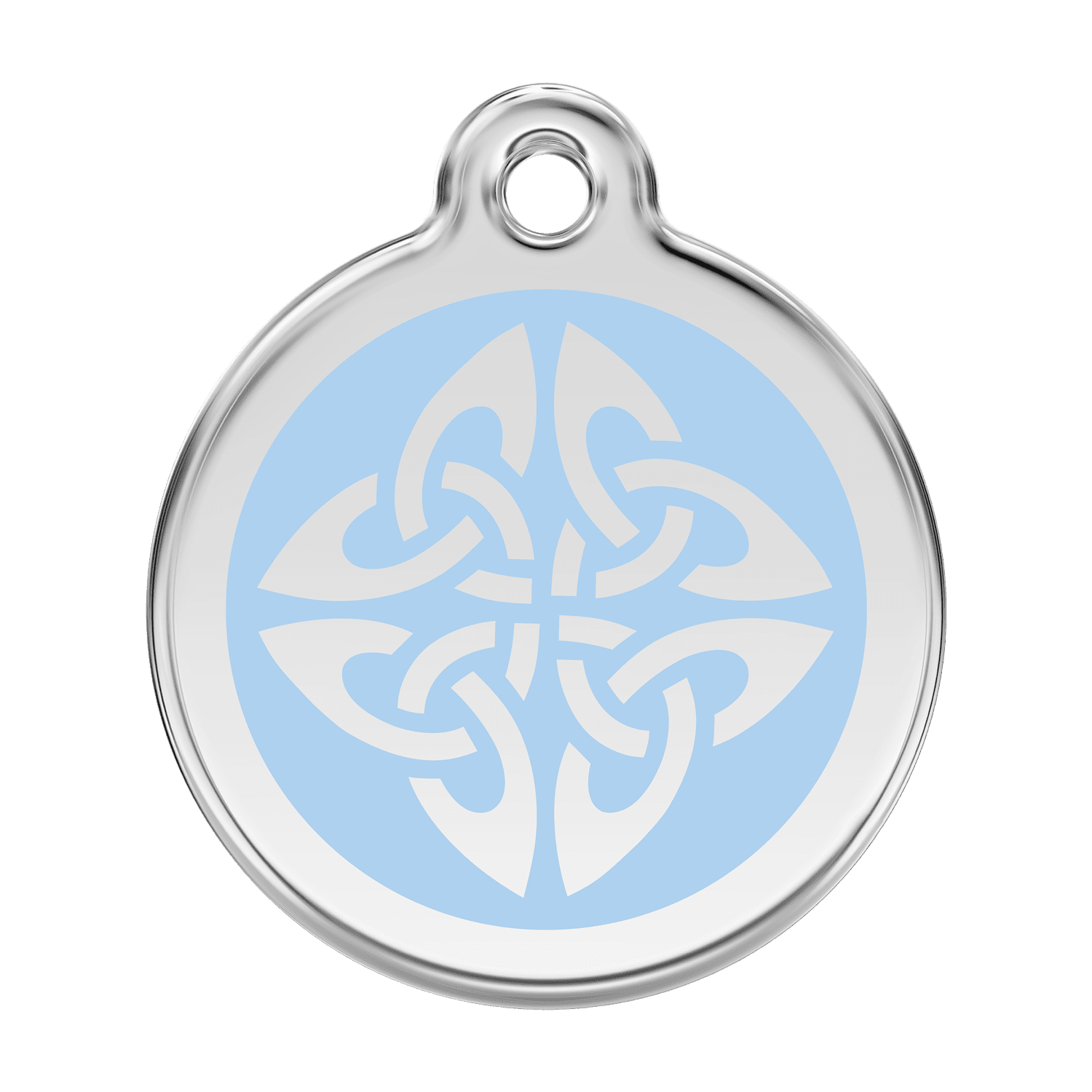 Vue avant - Médaille personnalisée pour chien Red Dingo Émail et acier inoxydable - Flèches tribales - Bleu clair - Size L