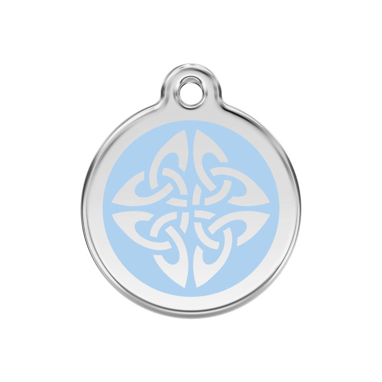 Vue avant - Médaille personnalisable pour chien Red Dingo Émail et acier inoxydable - Flèches tribales - Bleu clair - Size M