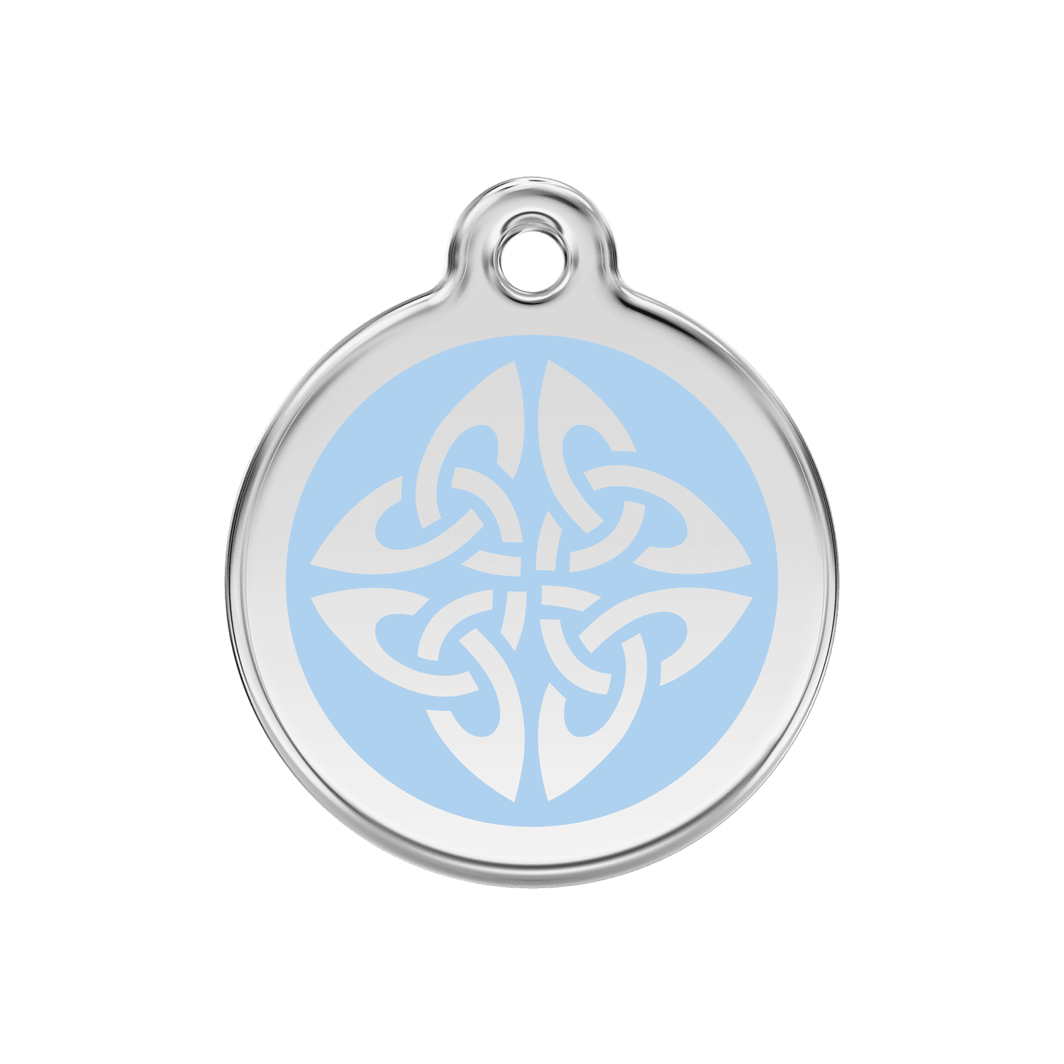 Vue avant - Médaille personnalisable pour chien Red Dingo Émail et acier inoxydable - Flèches tribales - Bleu clair - Size M