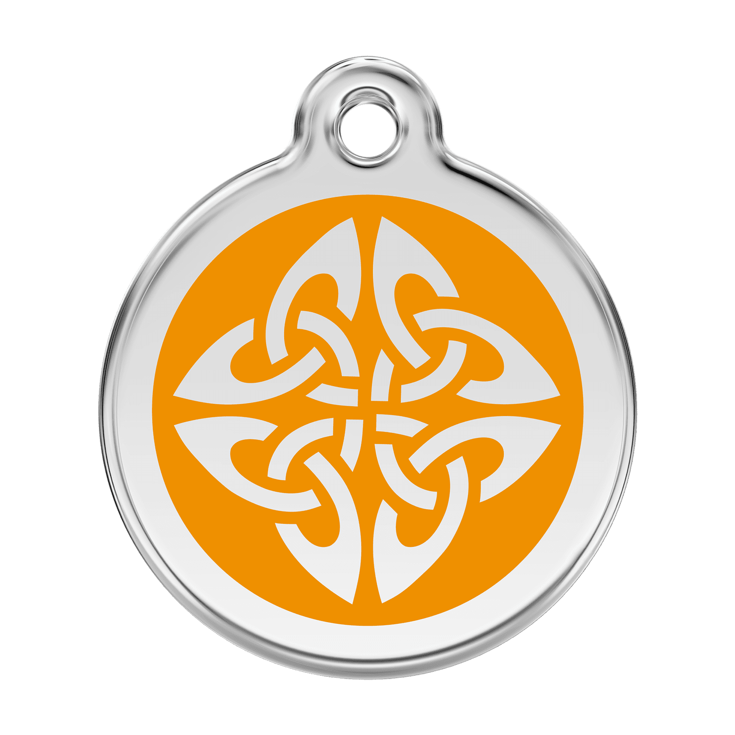 Vue avant - Médaille personnalisée pour chien Red Dingo Émail et acier inoxydable - Flèches tribales - Orange - Size L