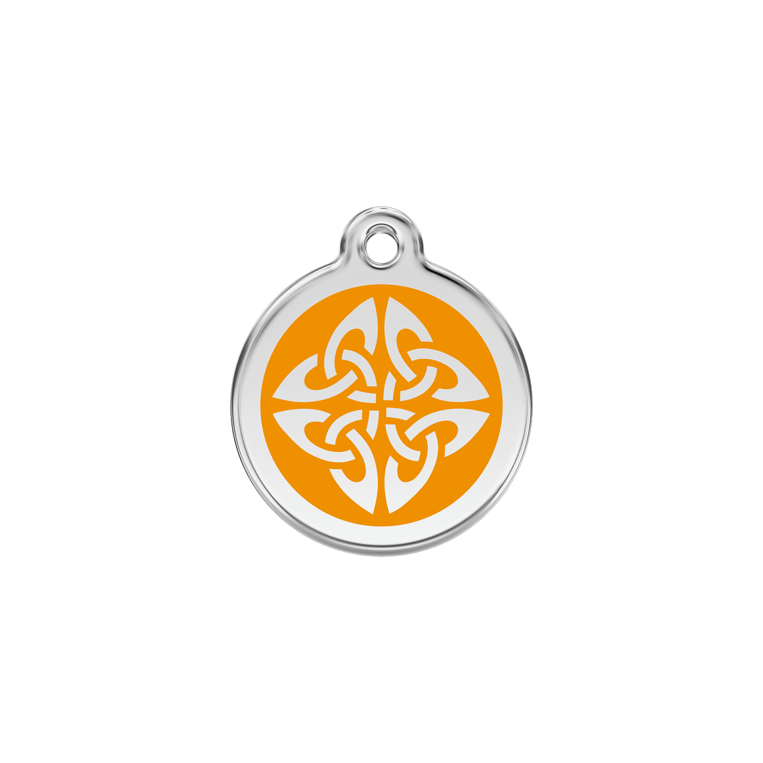 Vue avant - Médaille personnalisée pour chien/chat Red Dingo Émail et acier inoxydable - Flèches tribales - Orange - Size S