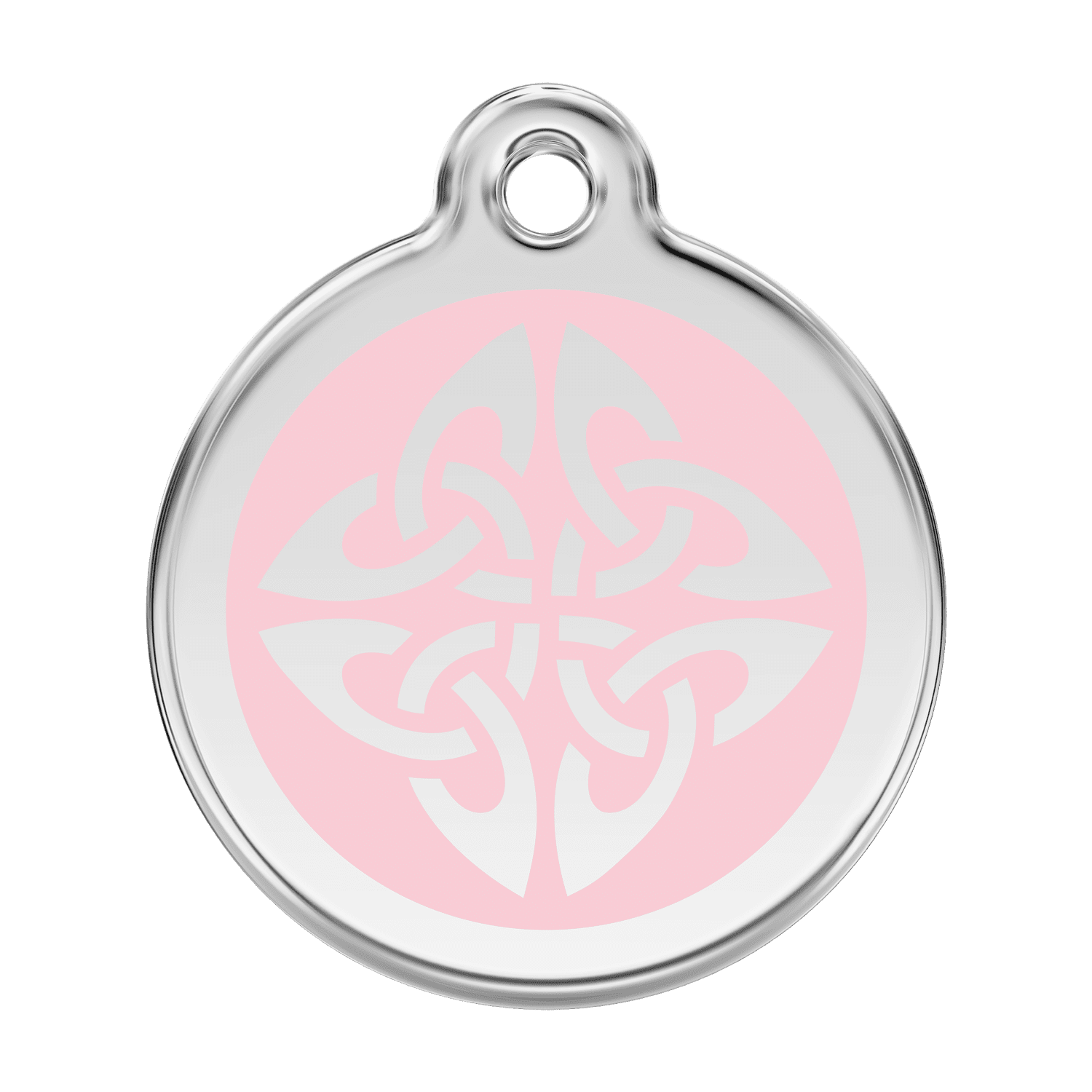 Vue avant - Médaille personnalisée pour chien Red Dingo Émail et acier inoxydable - Flèches tribales - Rose - Size L