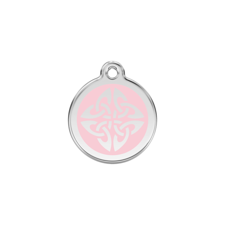 Vue avant - Médaille personnalisée pour chien/chat Red Dingo Émail et acier inoxydable - Flèches tribales - Rose - Size S
