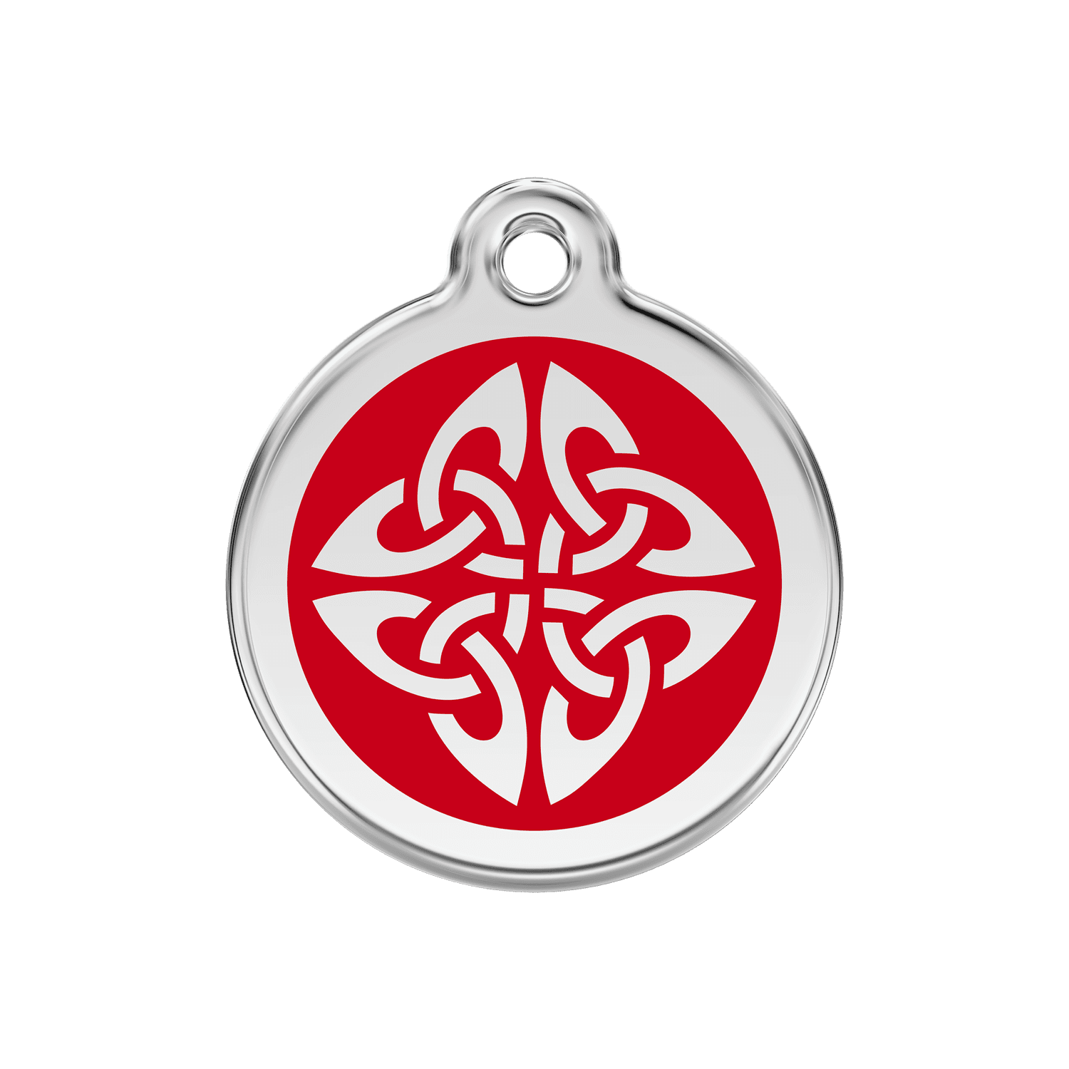 Vue avant - Médaille personnalisée pour chien Red Dingo Émail et acier inoxydable - Flèches tribales - Rouge - Size M