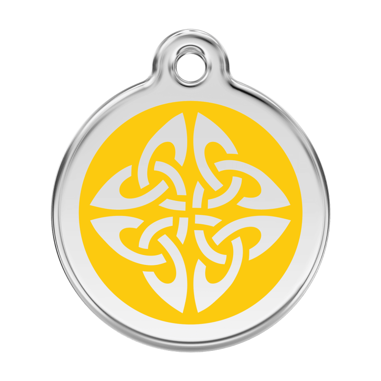 Vue avant - Médaille personnalisée pour chien Red Dingo Émail et acier inoxydable Jaune - Size L