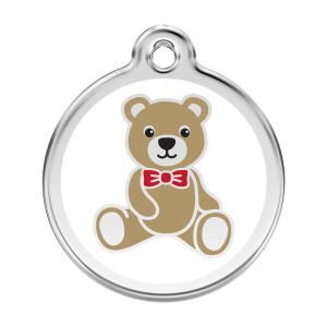 Large White Teddy Bear Dog ID Tag