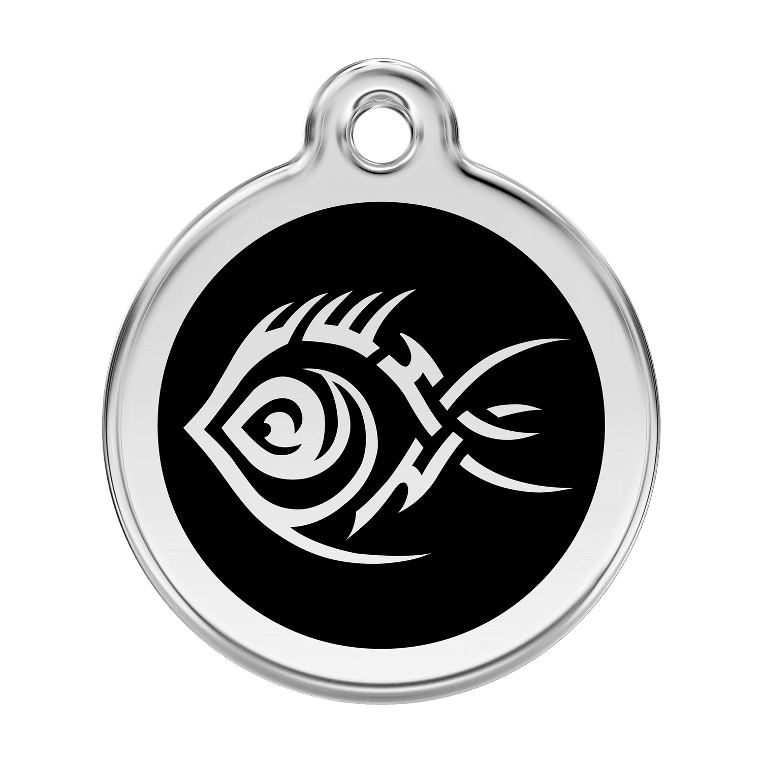 Vue avant - Médaille personnalisée pour chien Red Dingo Poisson tribal noir - Size L