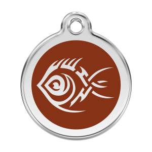 Brown Tribal Fish Dog ID Tag Large