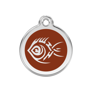 Brown Tribal Fish Dog ID Tag Medium