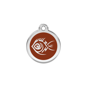Brown Tribal Fish Cat ID Tag Small