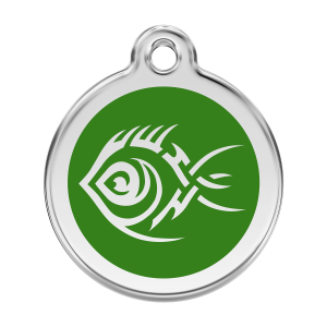 Green Tribal Fish Dog ID Tag Large