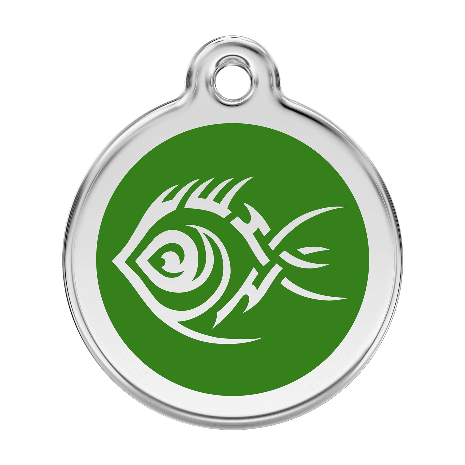 Vue avant - Médaille personnalisée pour chien Red Dingo Poisson tribal Vert - Size L