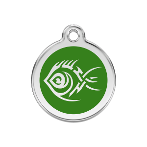 Green Tribal Fish Dog ID Tag Medium
