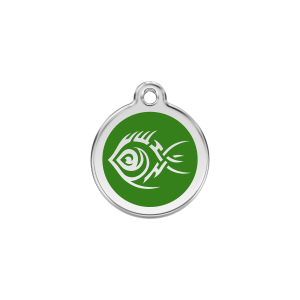Green Tribal Fish Cat ID Tag Small