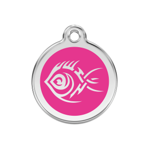Bright Pink Tribal Fish Dog ID Tag Medium