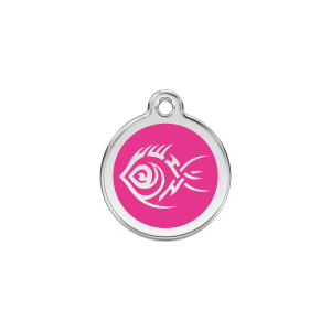 Bright Pink Tribal Fish Cat ID Tag Small