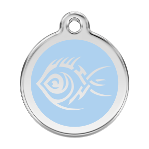Light Blue Tribal Fish Dog ID Tag Large