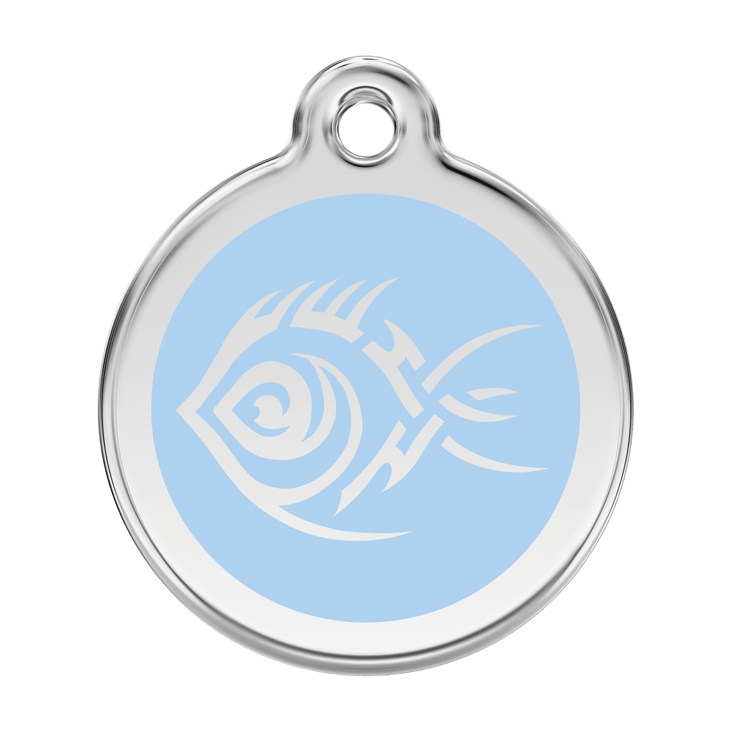 Vue avant - Médaille personnalisable pour chien - Red Dingo - Poisson tribal bleu clair - Size L