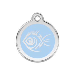 Light Blue Tribal Fish Dog ID Tag Medium